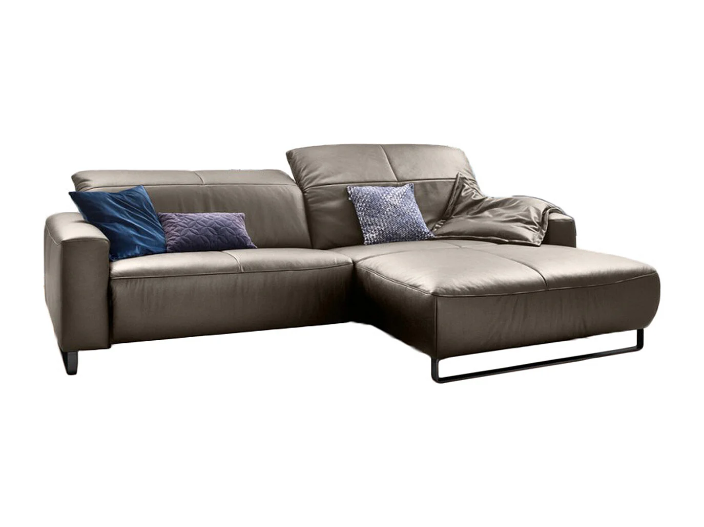 Ecksofa - Lavagrau Leder - YORK