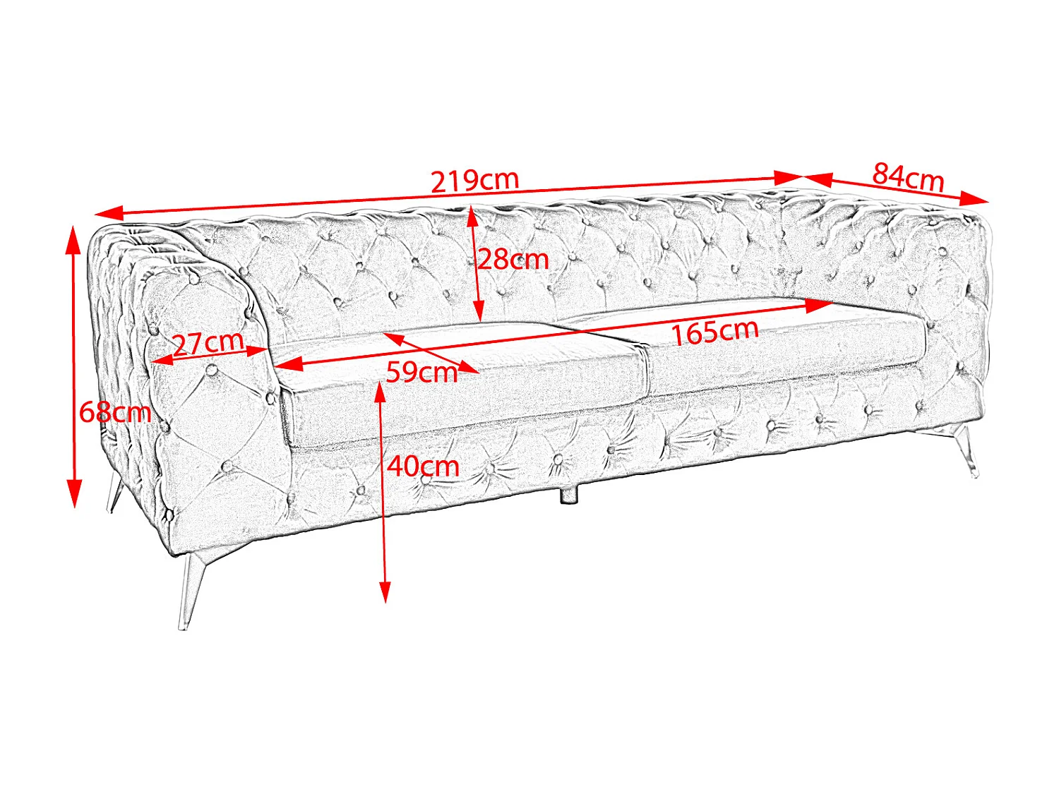 Sofa - Pink Velvet - NARLA