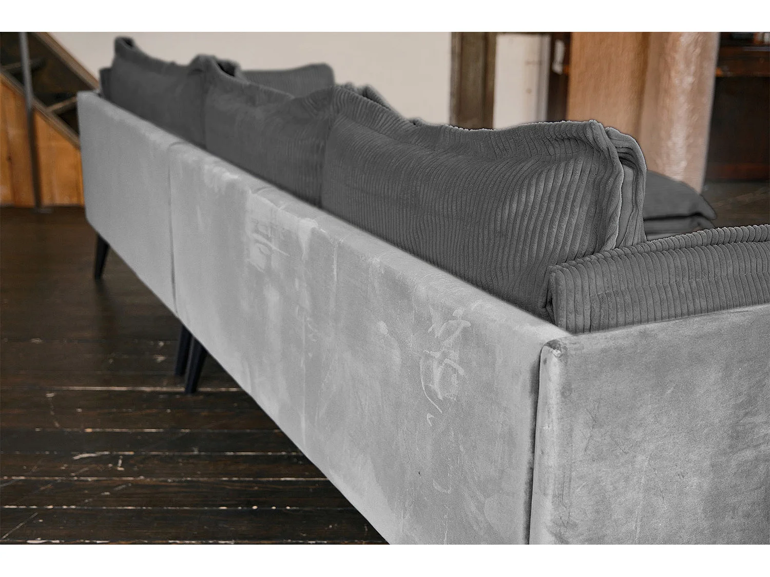 Ecksofa - Grau Velvet - QUENYA