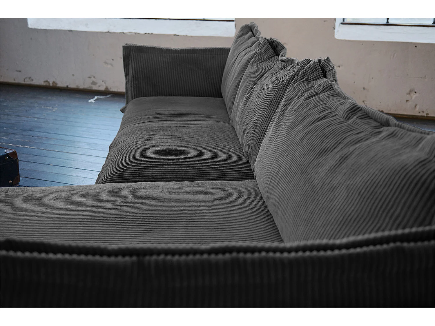 Ecksofa - Grau Velvet - QUENYA