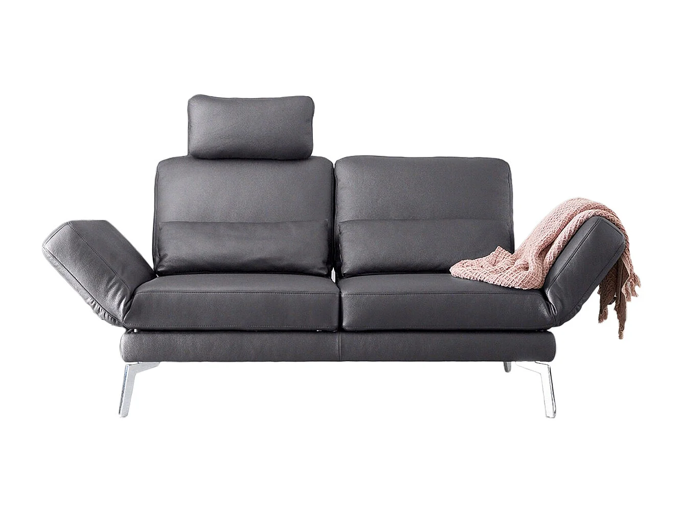 Ledersofa - Grau Leder - HURRICANE