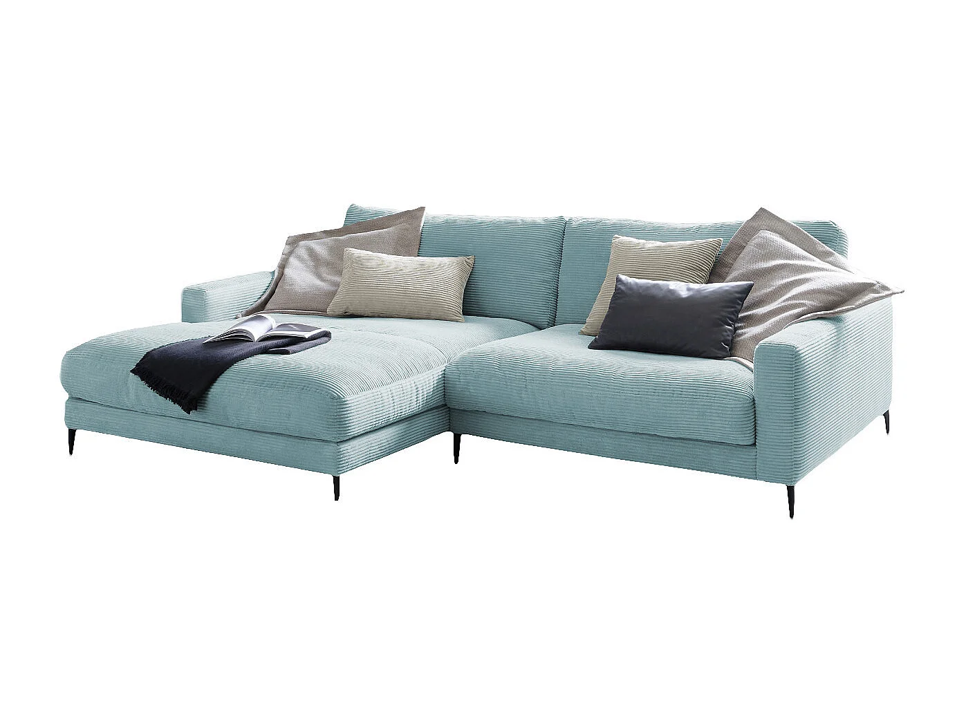 Ecksofa - Hellblau Cord - CARA