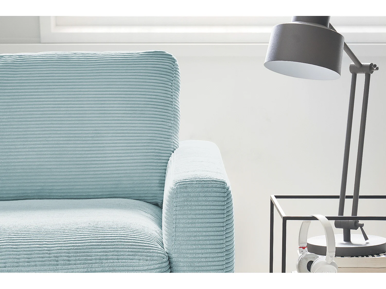 Ecksofa - Hellblau Cord - CARA