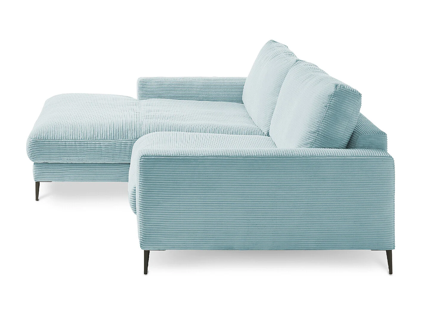 Ecksofa - Hellblau Cord - CARA