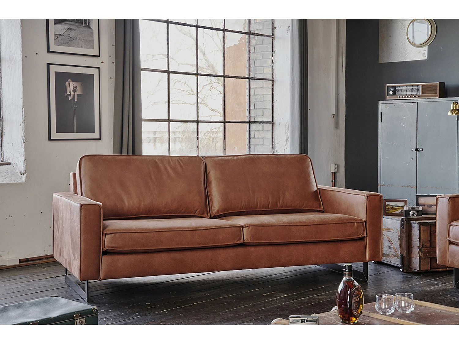 Sofa - Braun Lederfaserstoff - VILNIUS