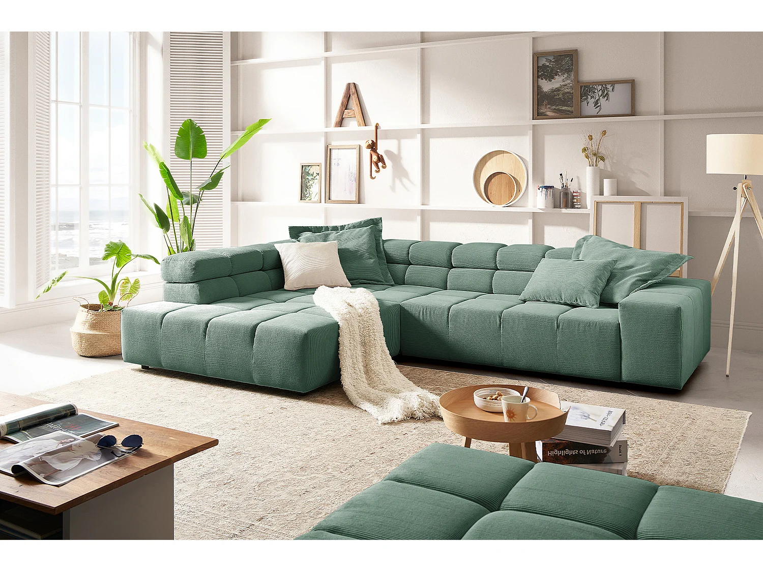 Ecksofa - Grün Cord - NEVADA