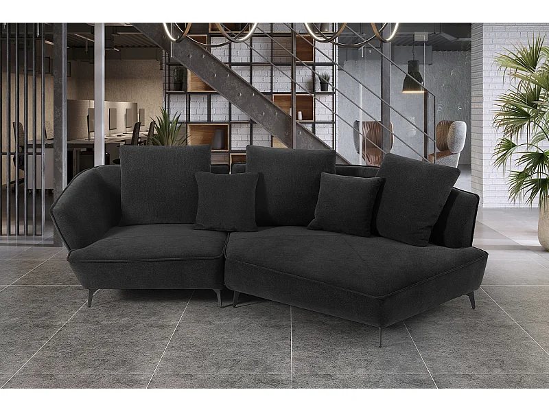 Ecksofa - Schwarz Webstoff - GARBO
