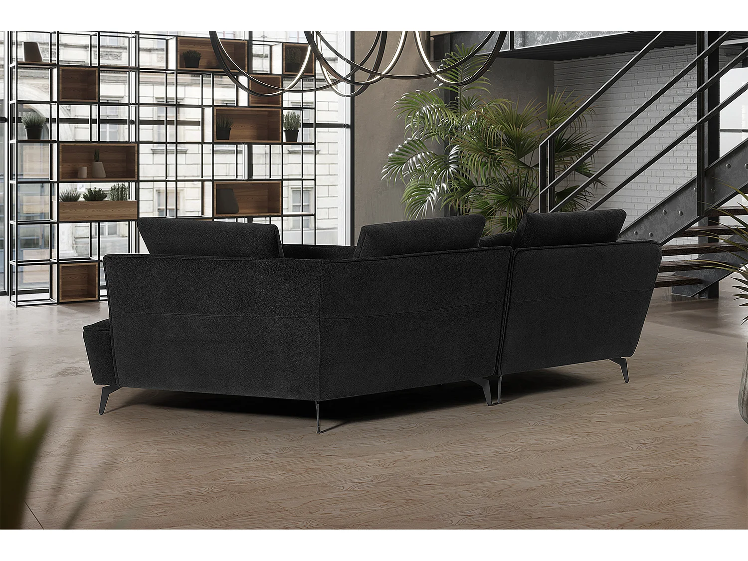 Hoekbank - Zwart Geweven stof - GARBO