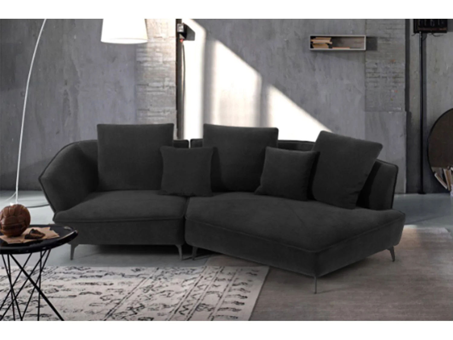 Hoekbank - Zwart Geweven stof - GARBO