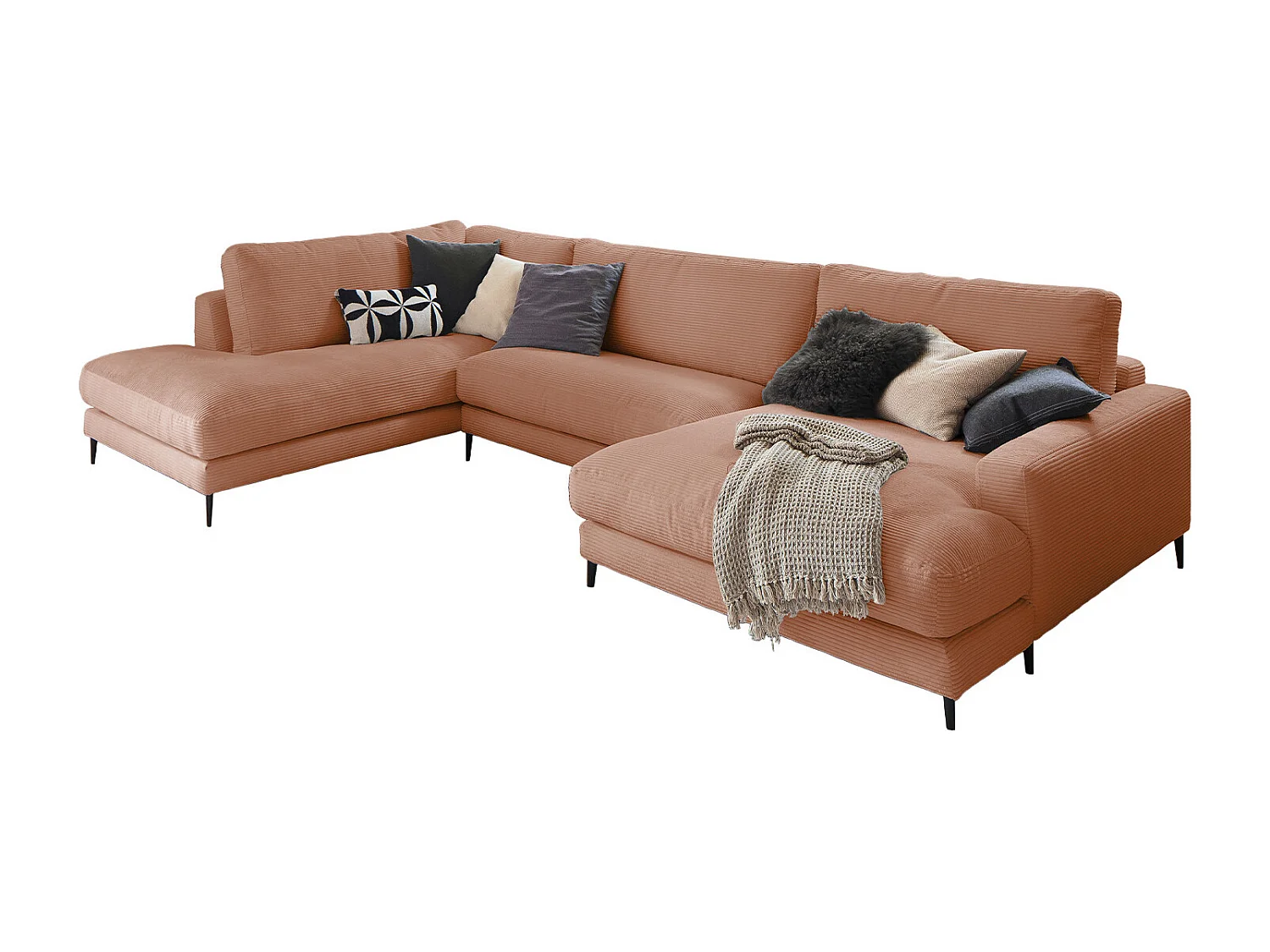 Canapé - marron Velours côtelé - CARA