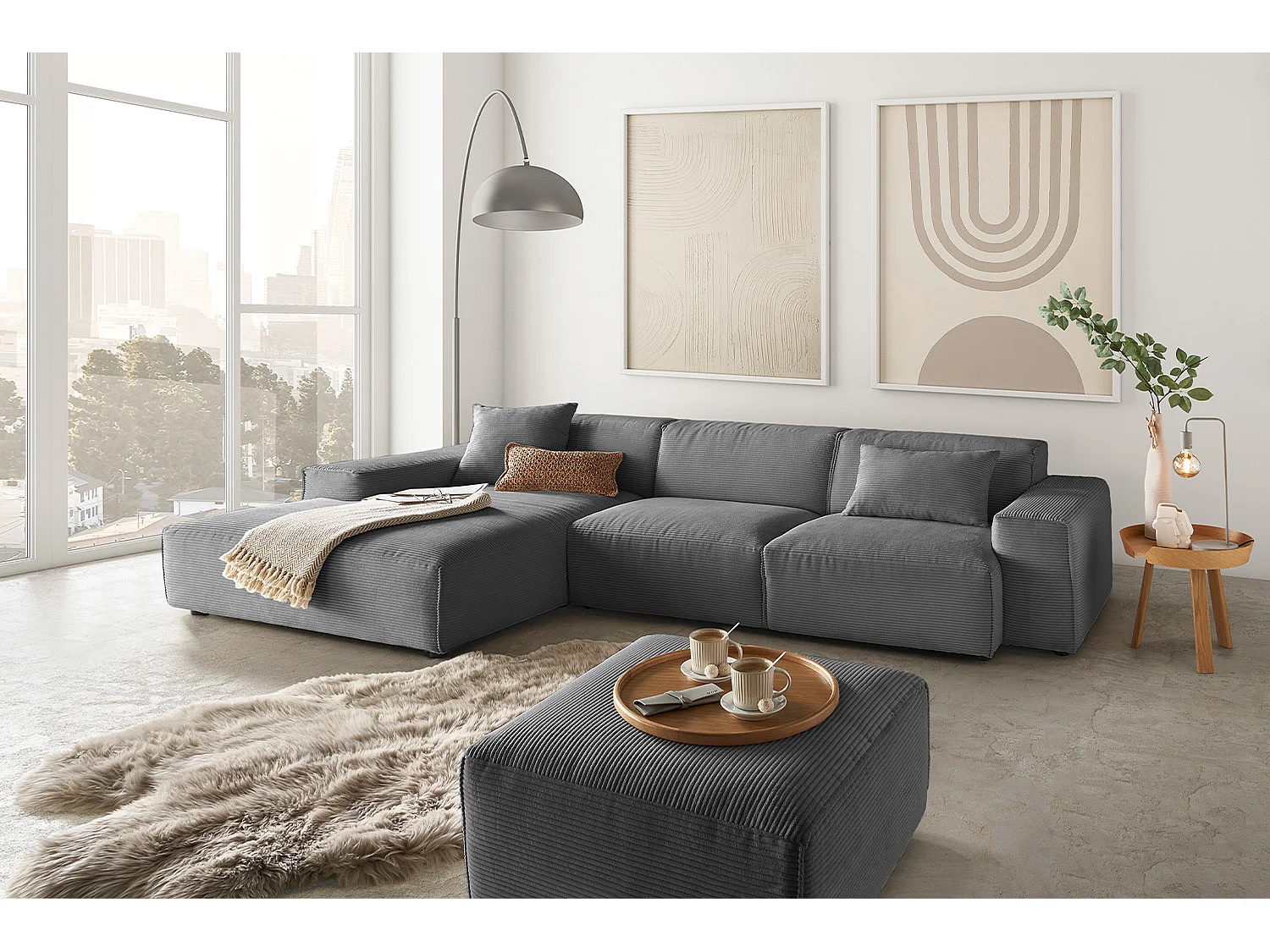 Canapé - Gris Velours côtelé - RANI