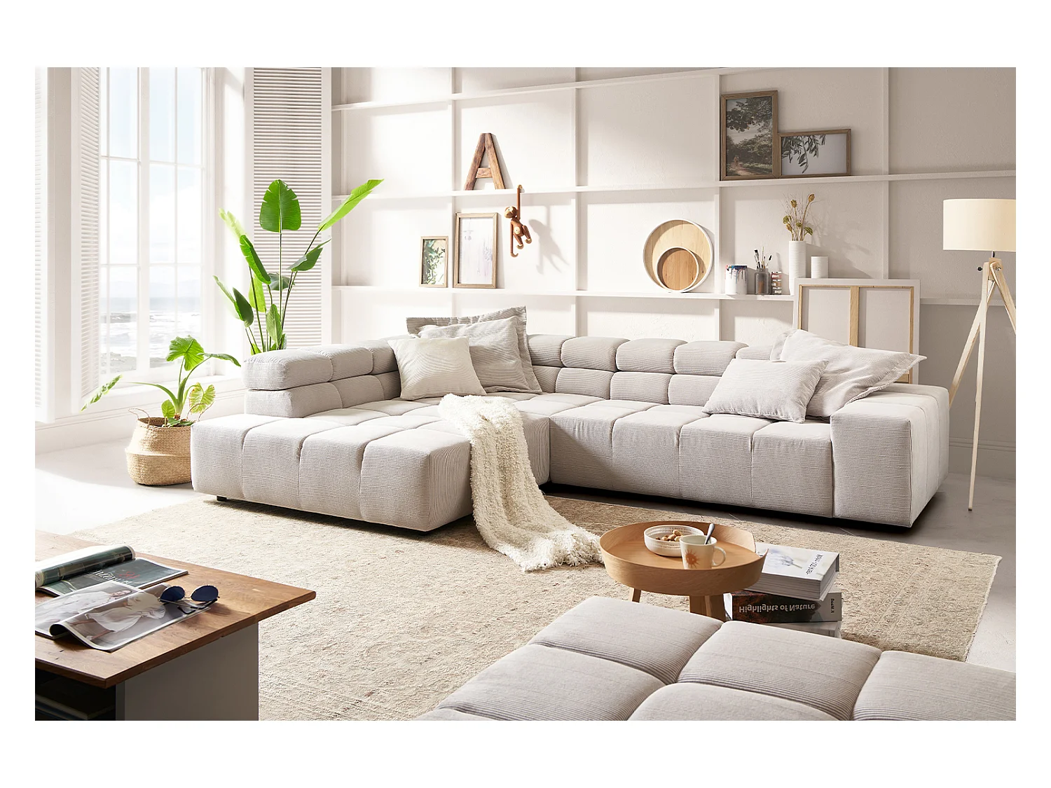 Ecksofa - Silber Cord - NEVADA