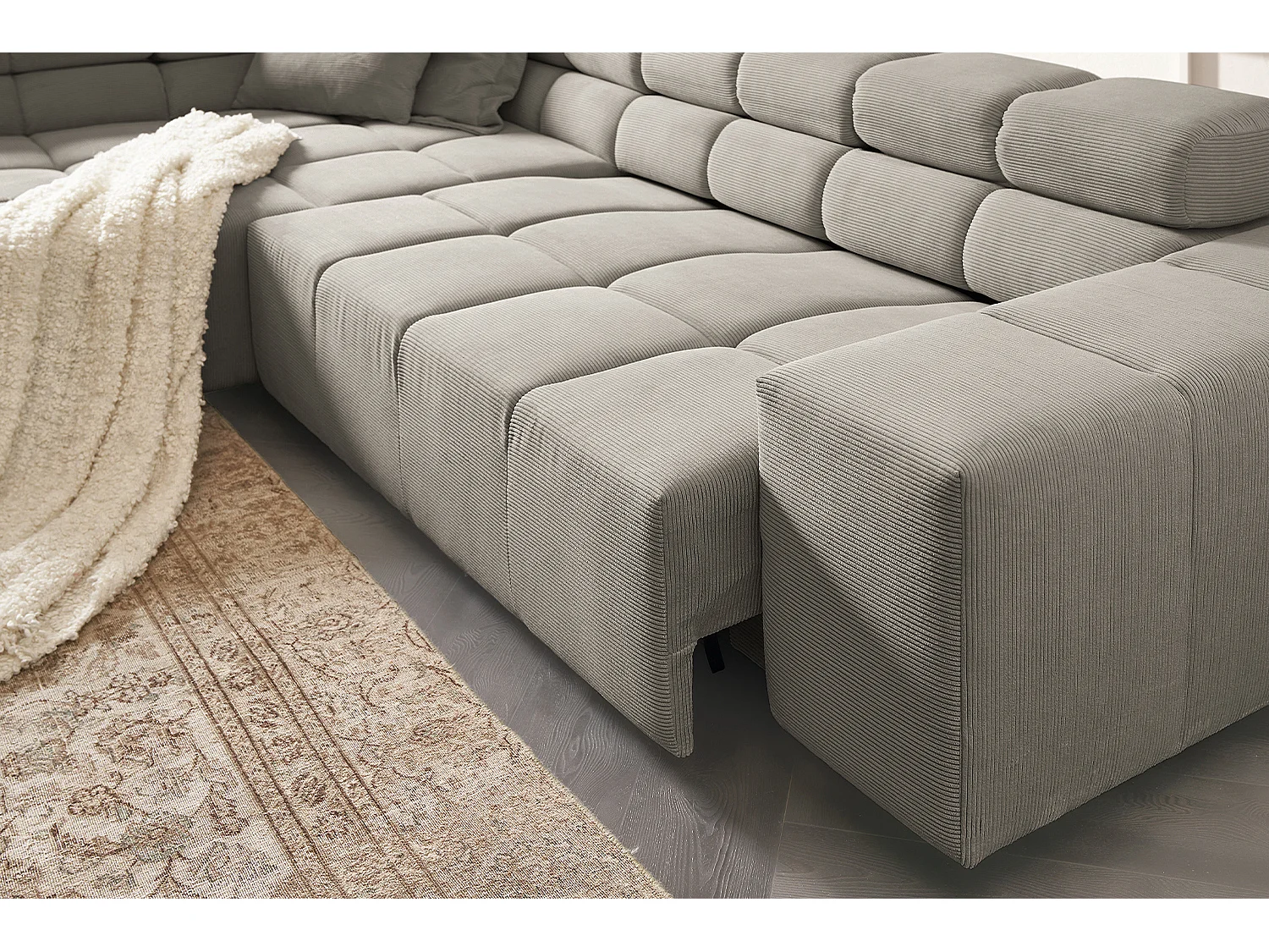 Ecksofa - Grau Cord - NEVADA