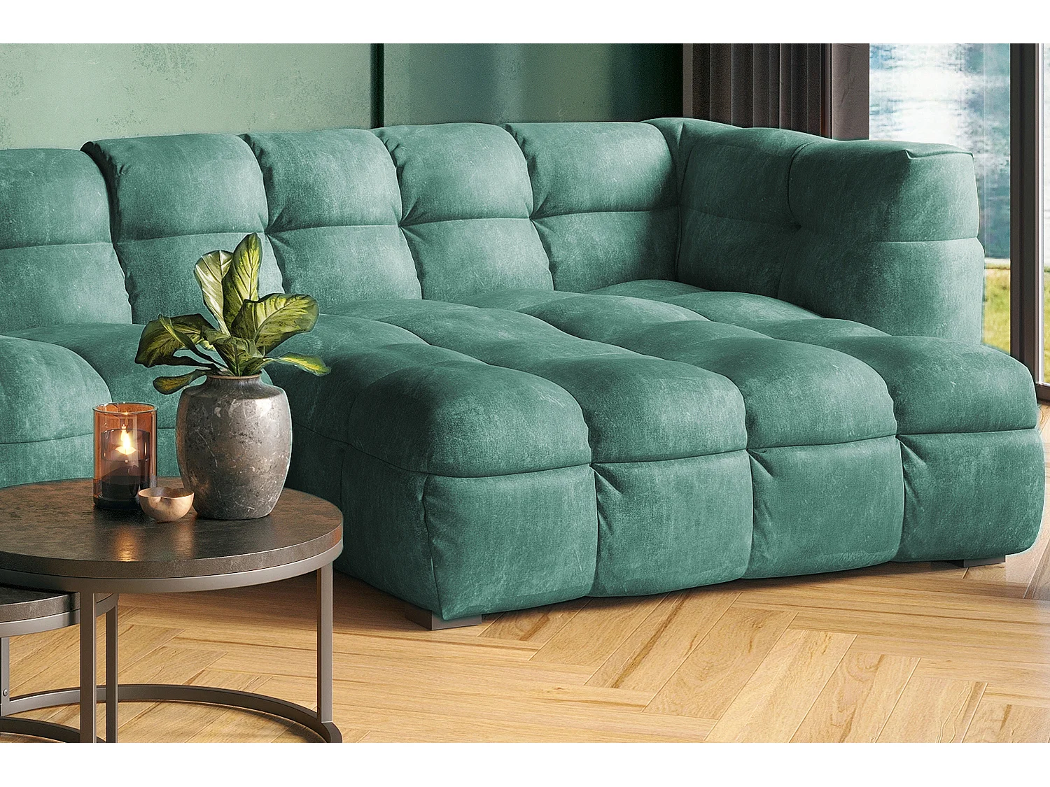 Ecksofa - Petrol Velvet - ROSARIO