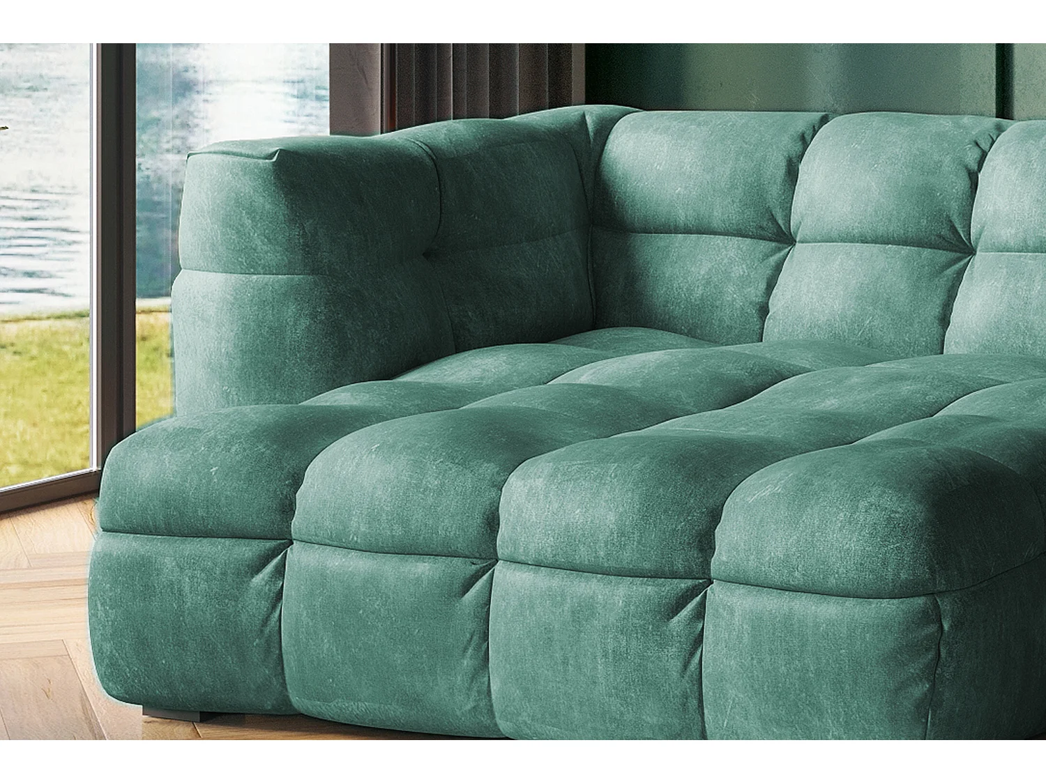 Ecksofa - Petrol Velvet - ROSARIO