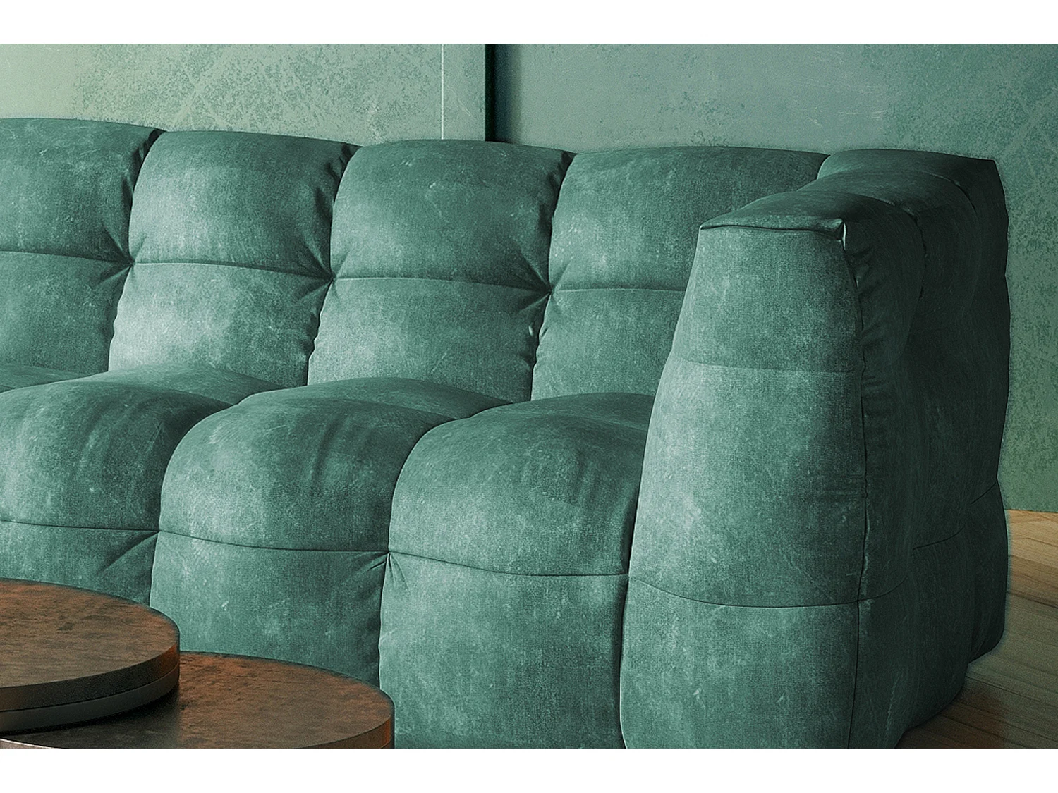 Ecksofa - Petrol Velvet - ROSARIO