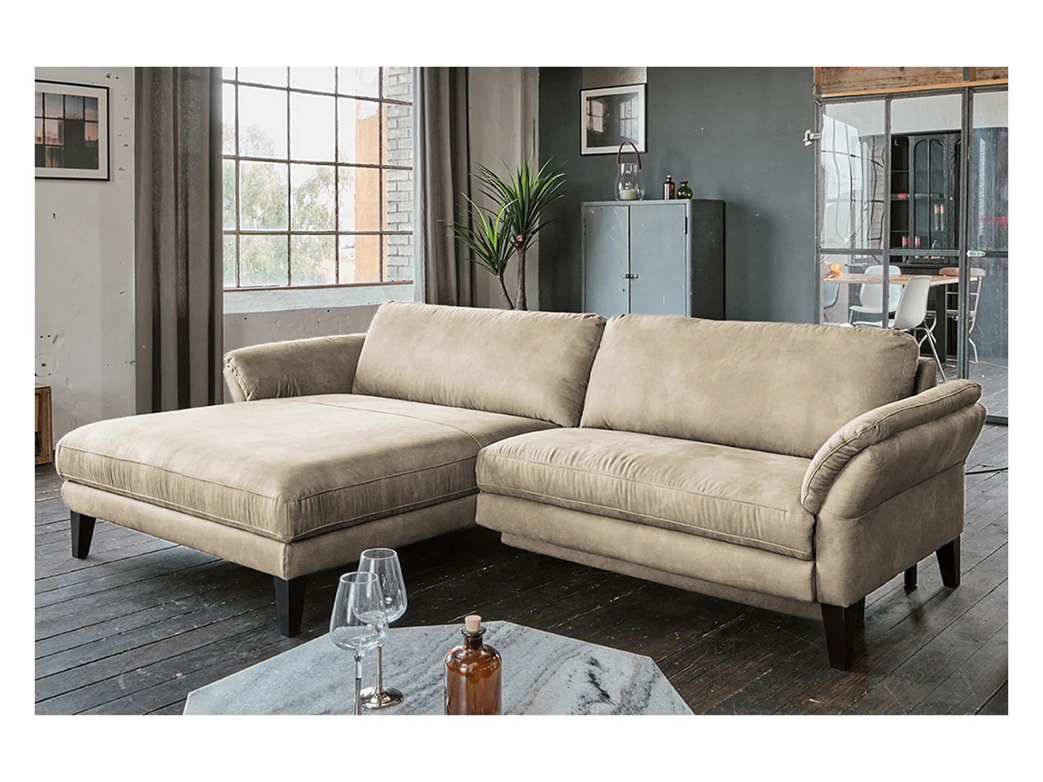 Canapé - beige tissu tissé - MALTA