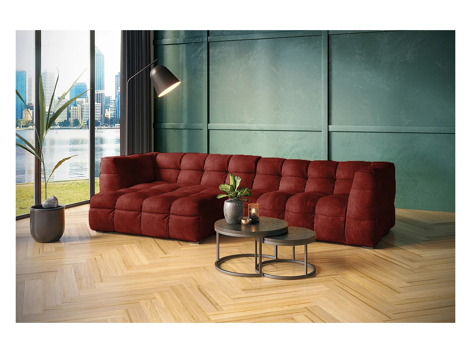 Ecksofa - Bordeaux Velvet - ROSARIO
