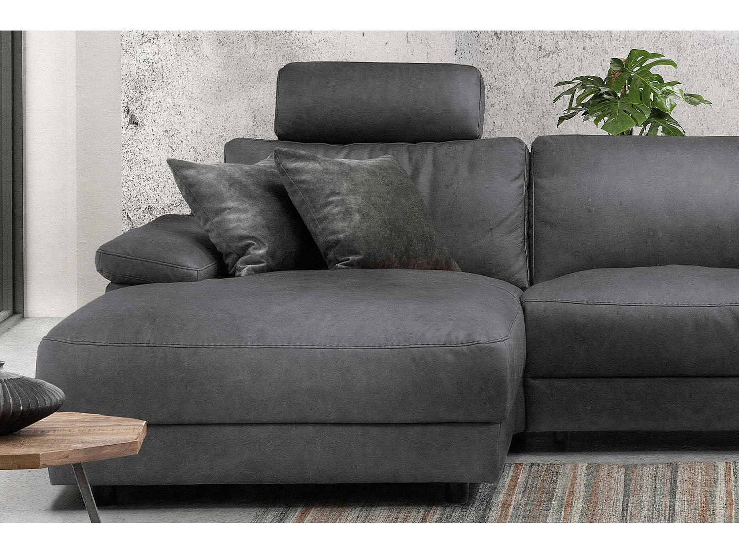 Ecksofa - Grau Webstoff - LOLA