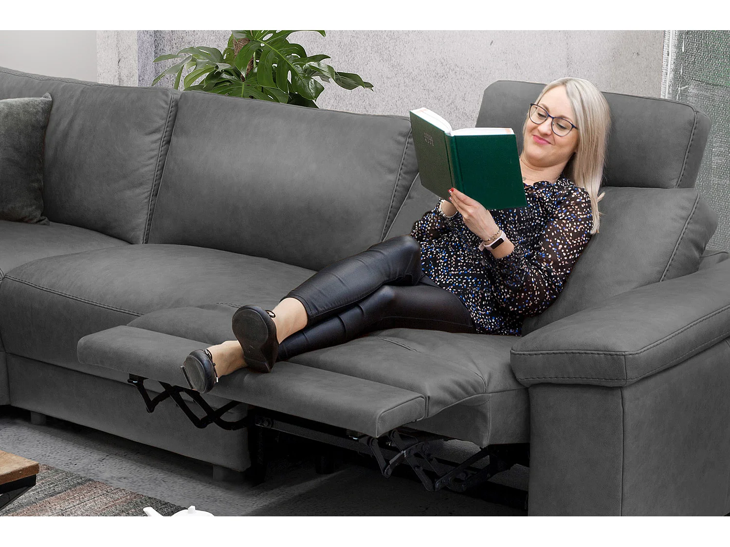 Ecksofa - Grau Webstoff - LOLA