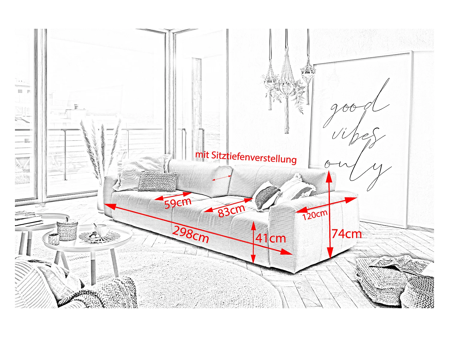 Canapé - Gris Velours côtelé - PALACE