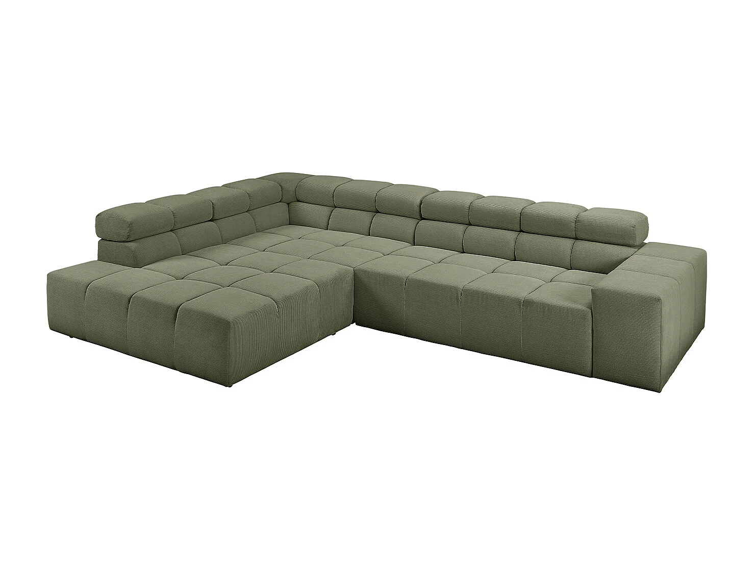 Ecksofa - Dunkelgrün Cord - NEVADA