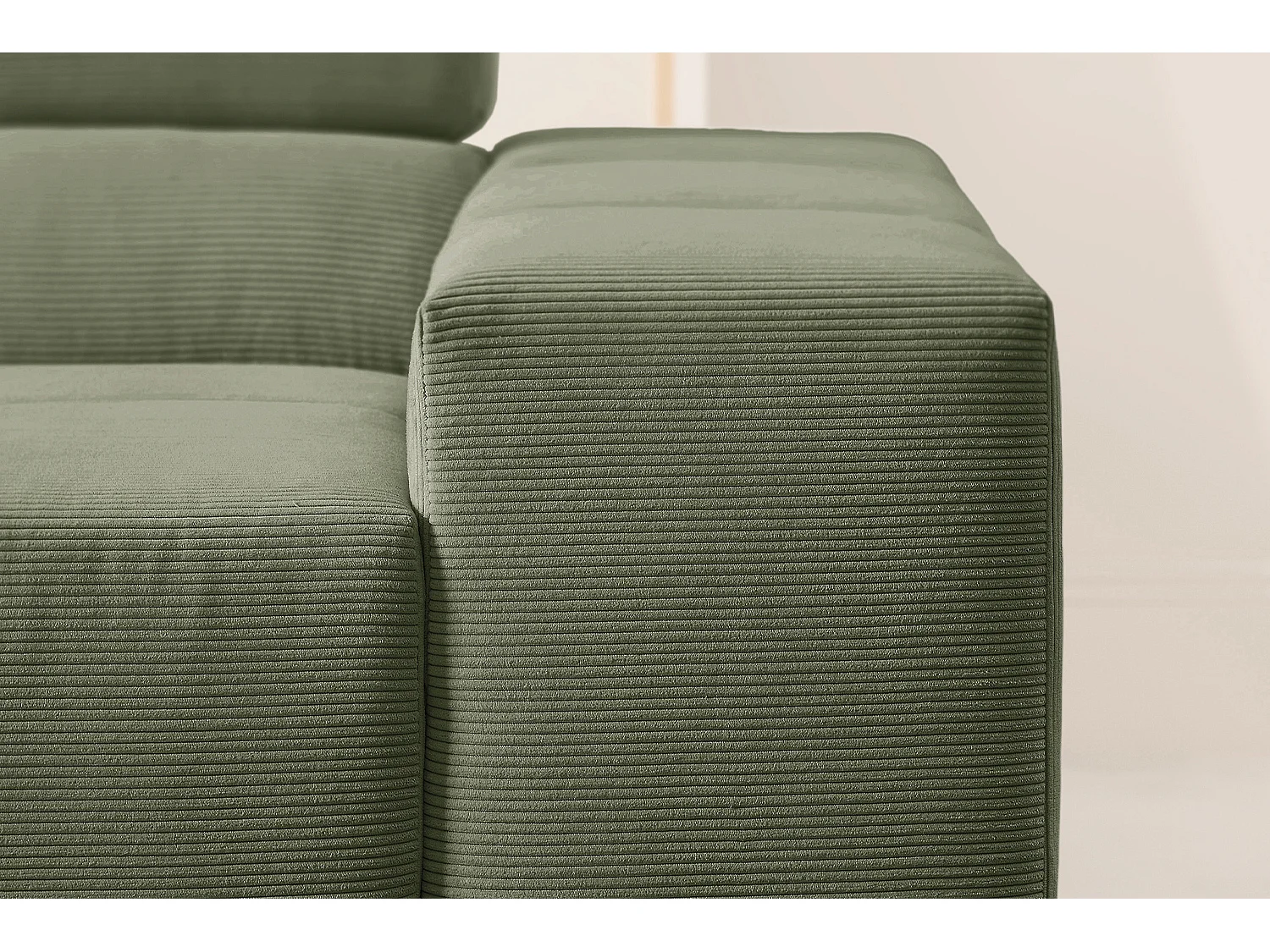 Ecksofa - Dunkelgrün Cord - NEVADA