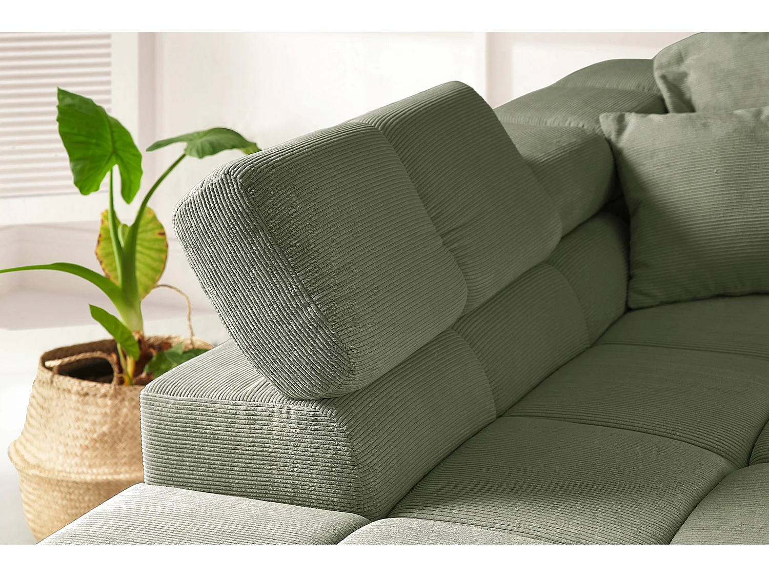 Ecksofa - Dunkelgrün Cord - NEVADA