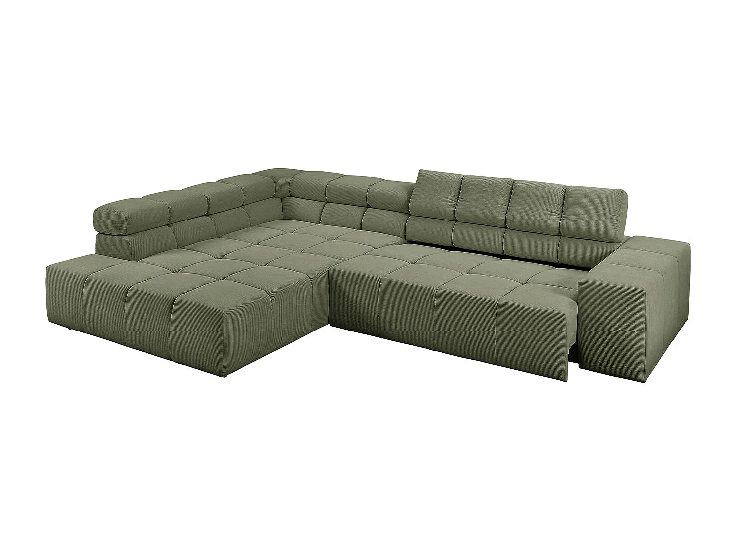 Ecksofa - Dunkelgrün Cord - NEVADA