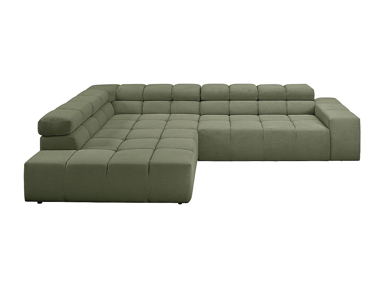 Ecksofa - Dunkelgrün Cord - NEVADA