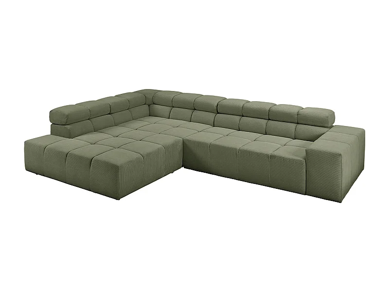 Ecksofa - Dunkelgrün Cord - NEVADA