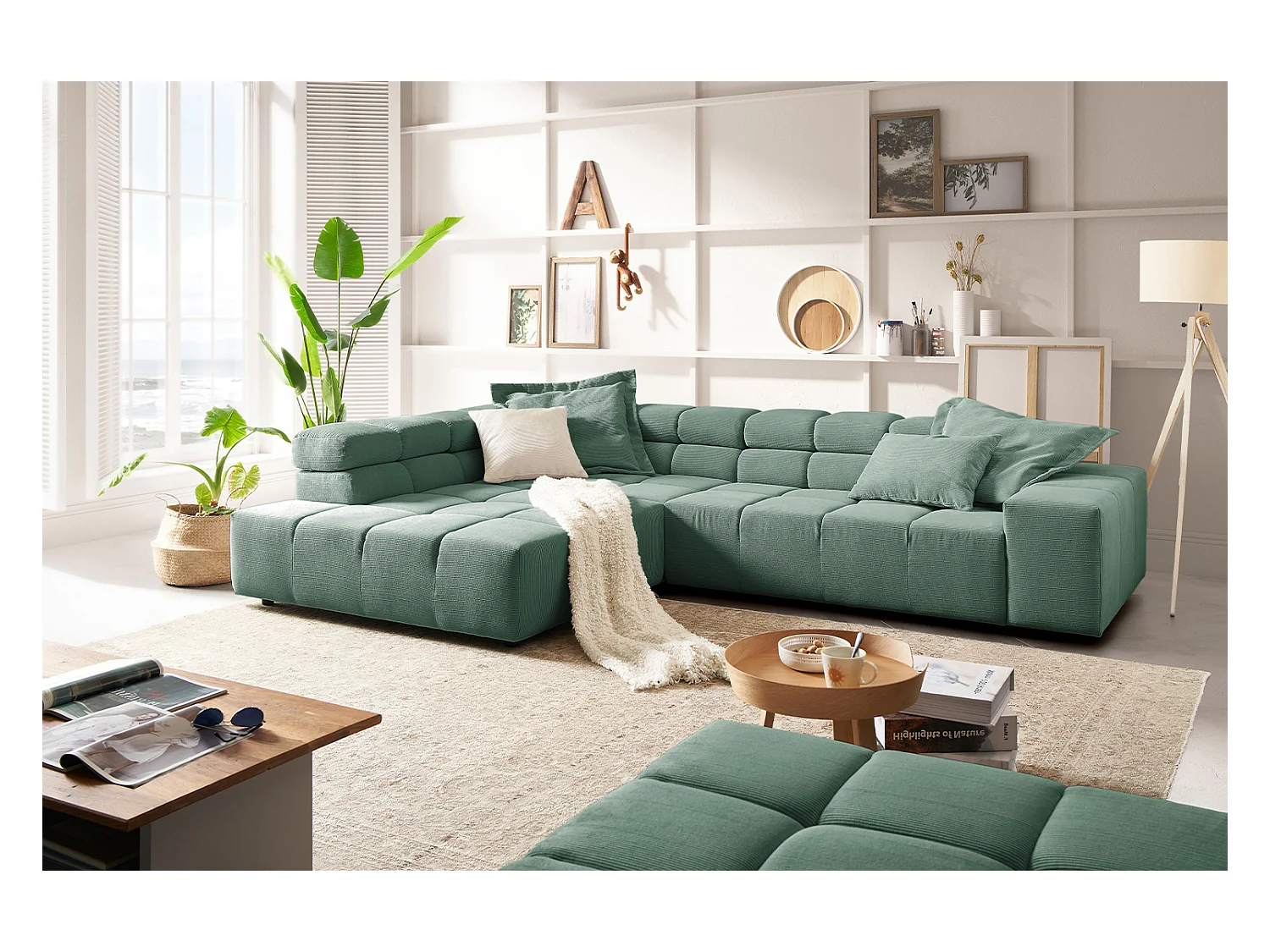 Ecksofa - Grün Cord - NEVADA