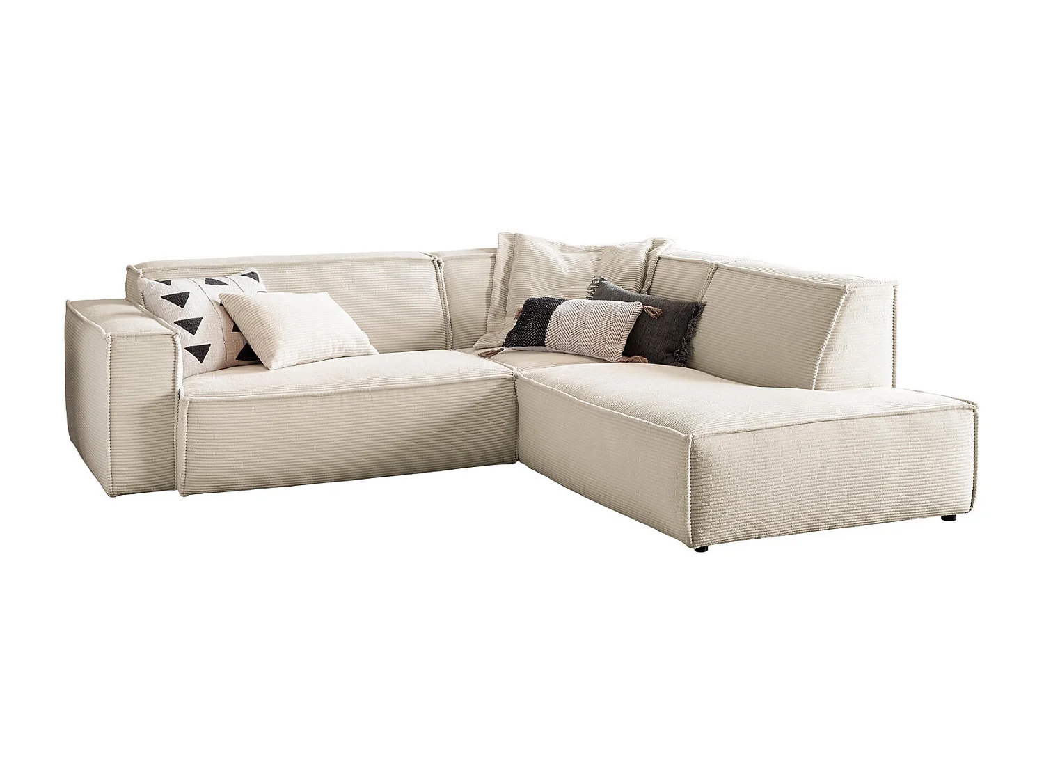 Ecksofa - Cremeweiß Cord - SAMU