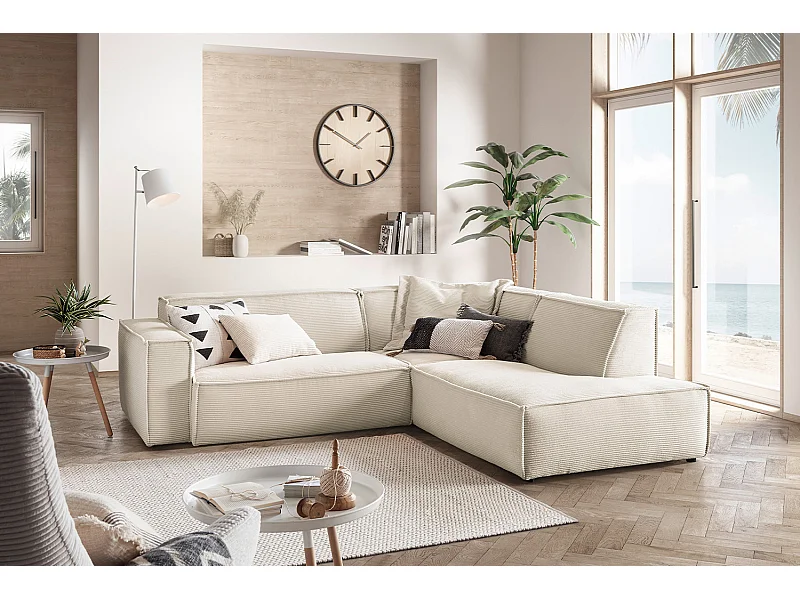 Ecksofa - Cremeweiß Cord - SAMU