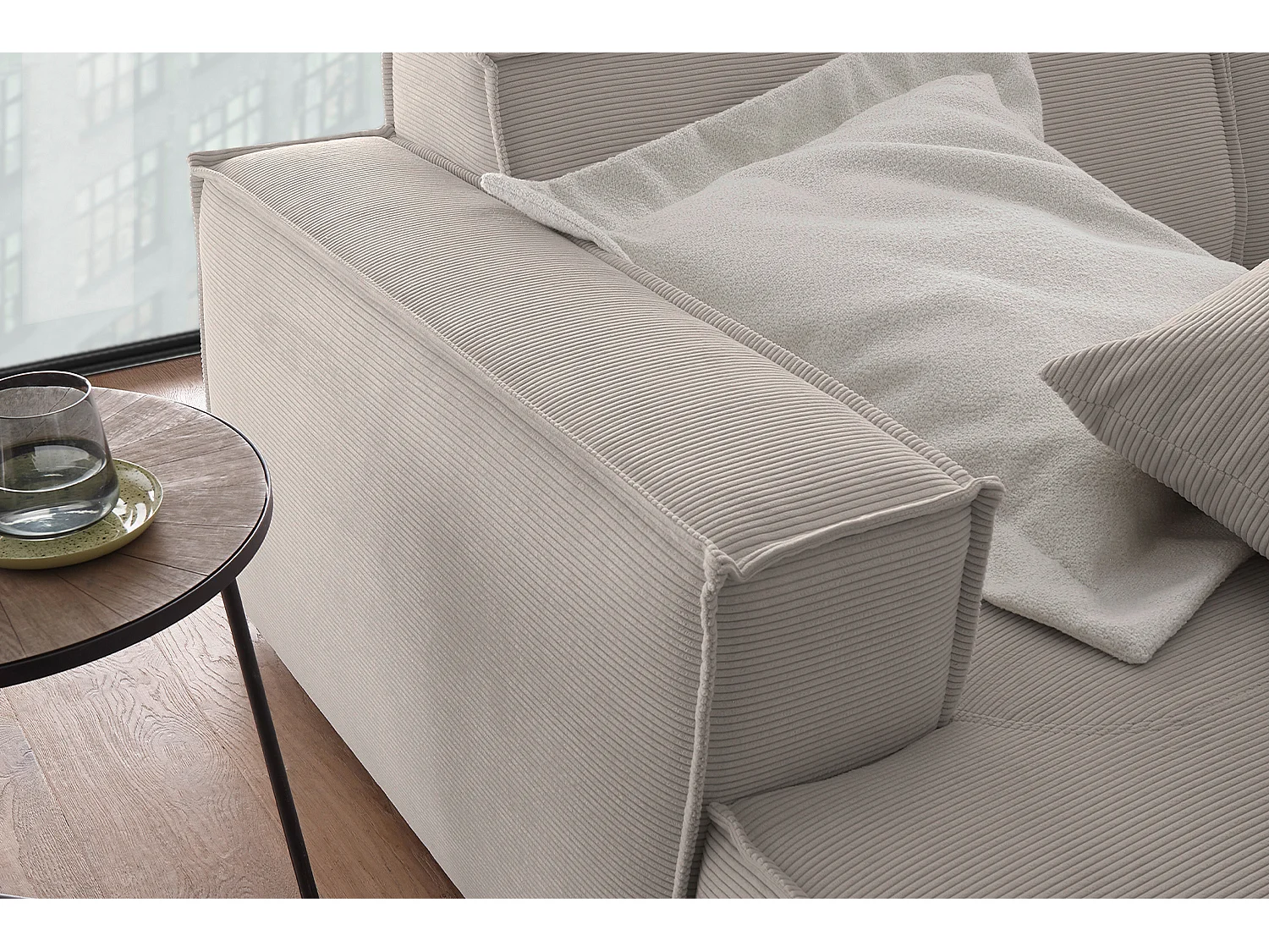 Divano extra largo - beige Velluto a coste - SAMU