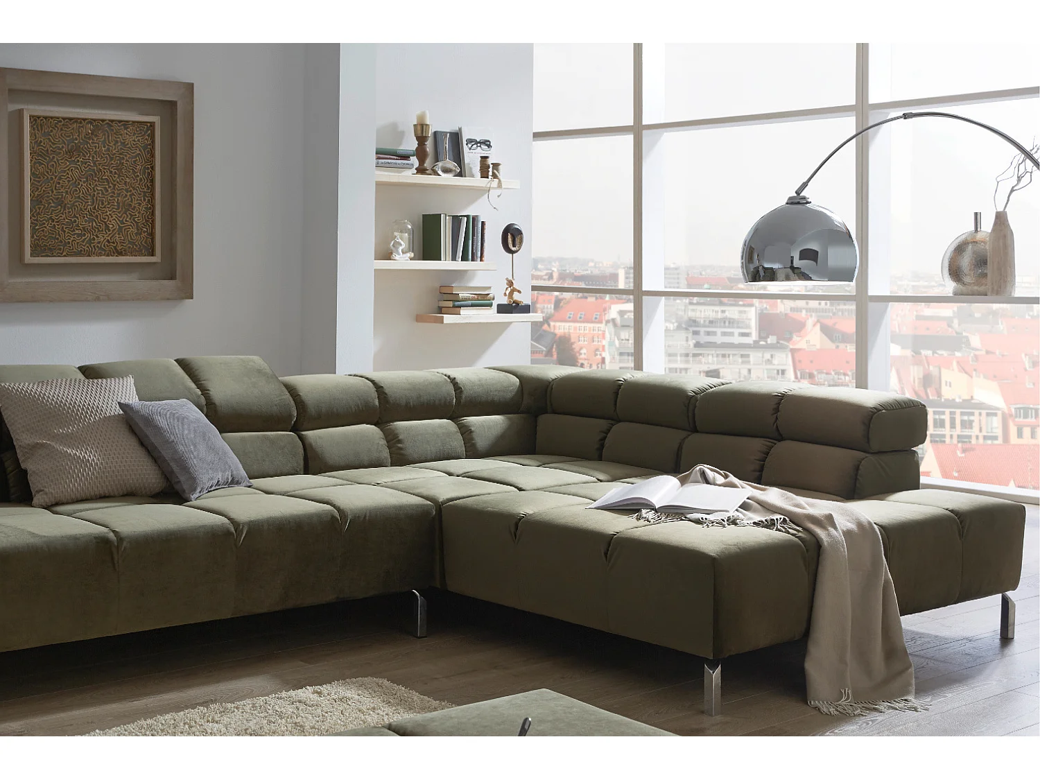 Canapé - vert foncé Velours - NELSON