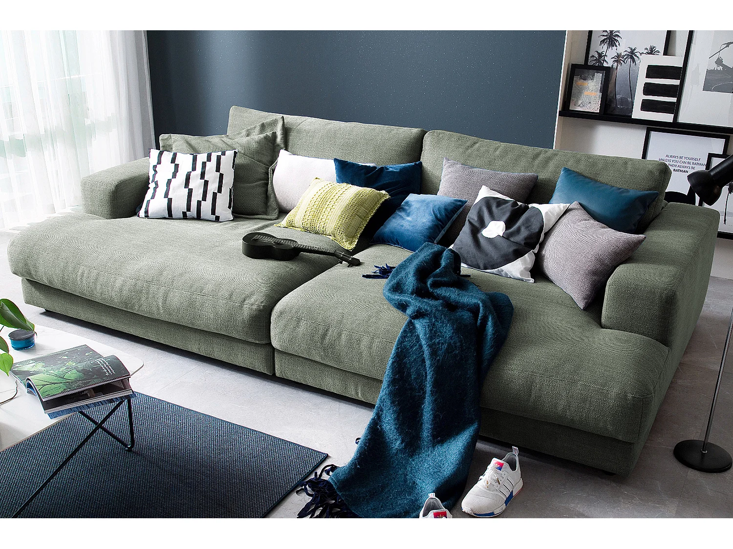 Canapé - Vert tissu tissé - MADELINE