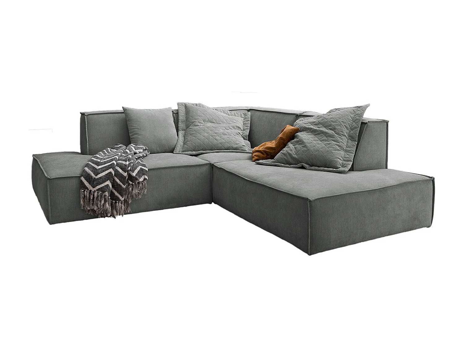 Ecksofa - Grau Webstoff - SAMU