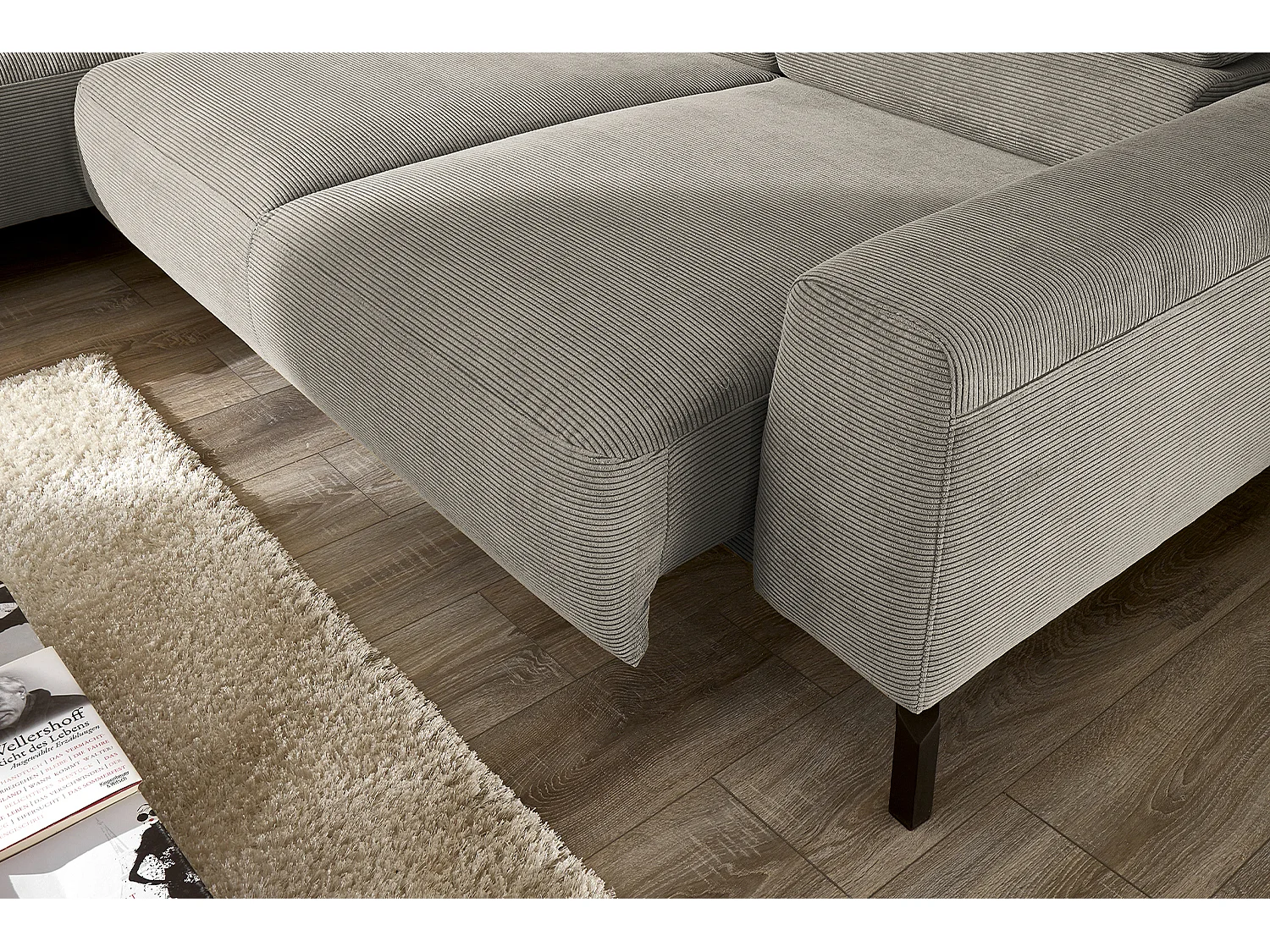 Ecksofa - Grau Cord - DELIA