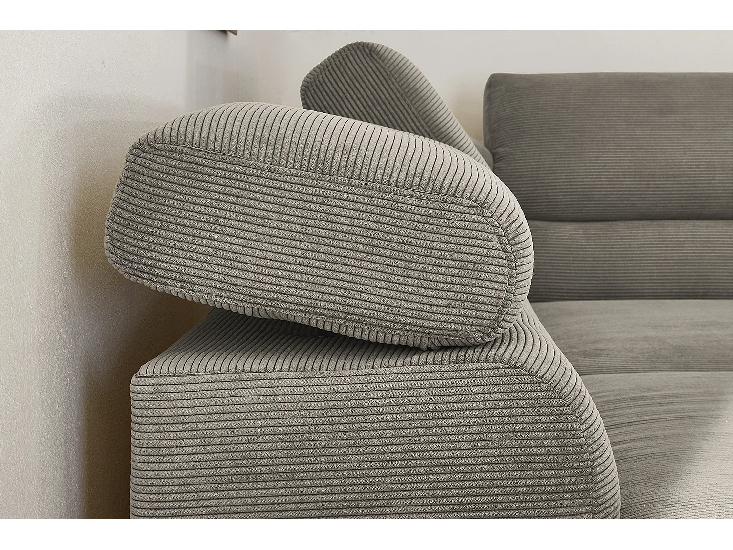 Ecksofa - Grau Cord - DELIA