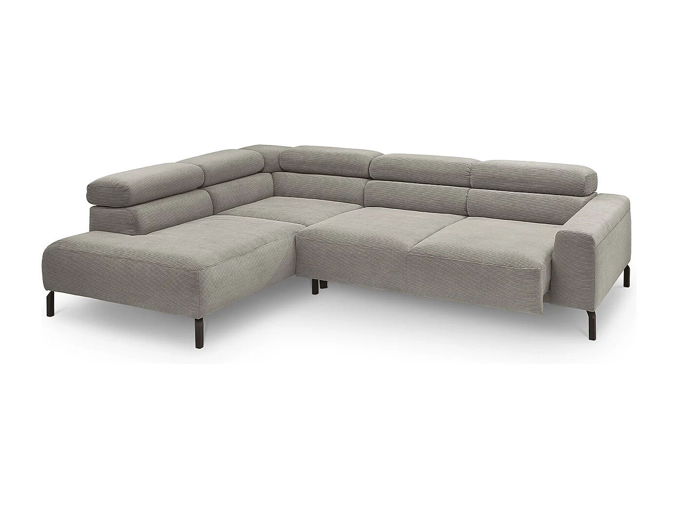 Ecksofa - Grau Cord - DELIA