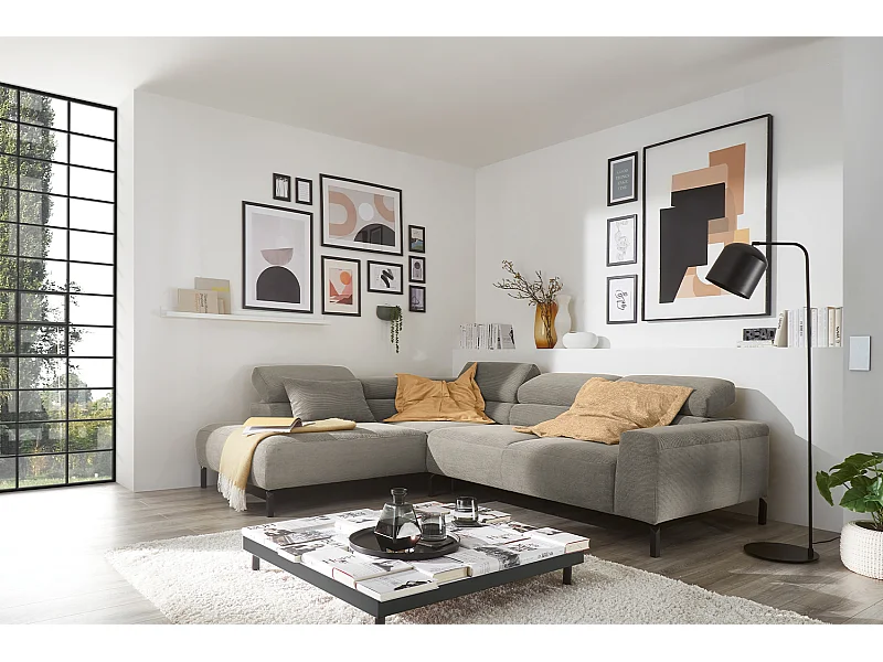 Ecksofa - Grau Cord - DELIA