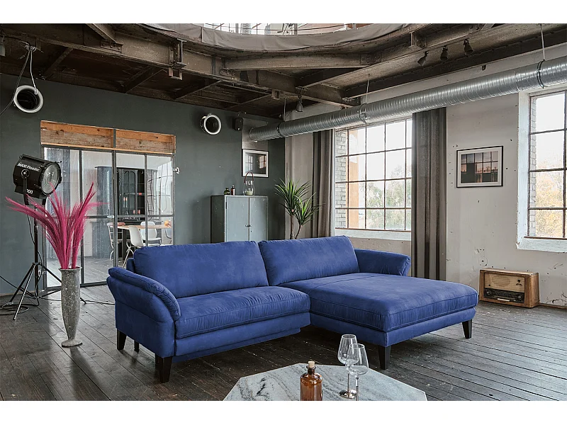 Ecksofa - Blau Webstoff - MALTA