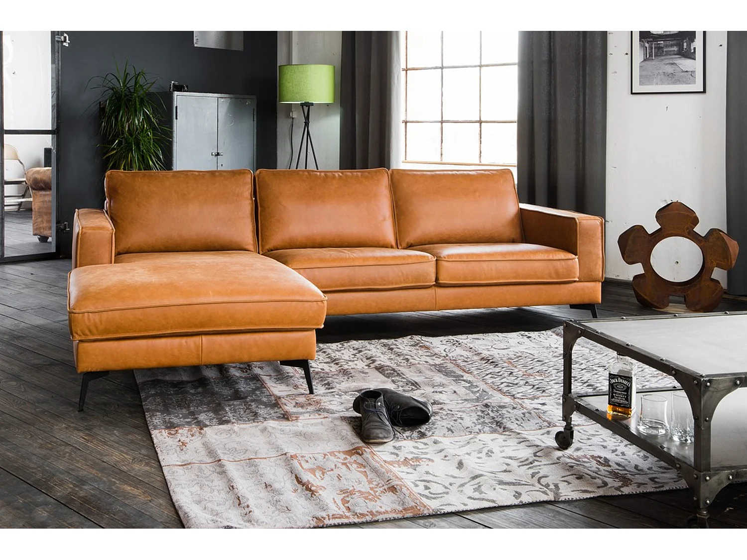Ecksofa - Braun Leder - BLOOM