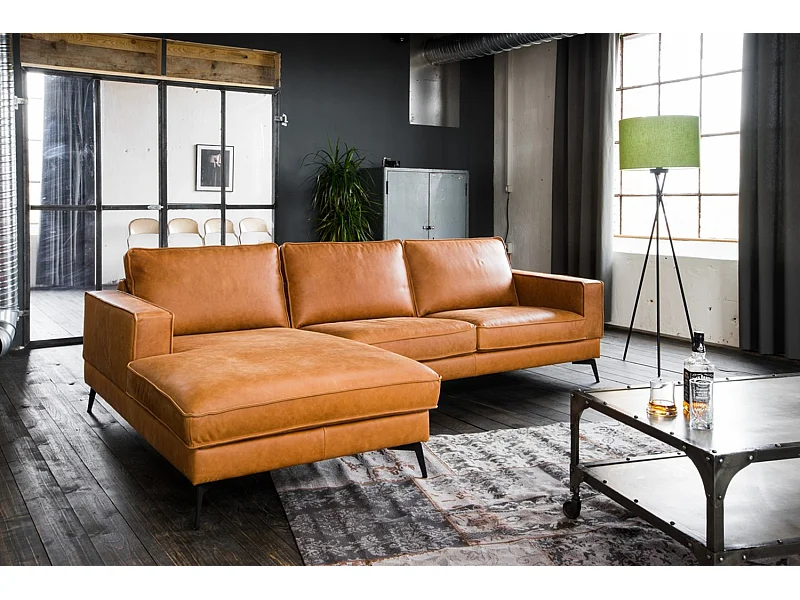 Ecksofa - Braun Leder - BLOOM