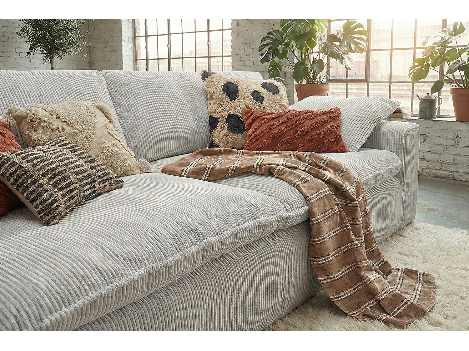 Sofa - Hellgrau Cord - NETTA