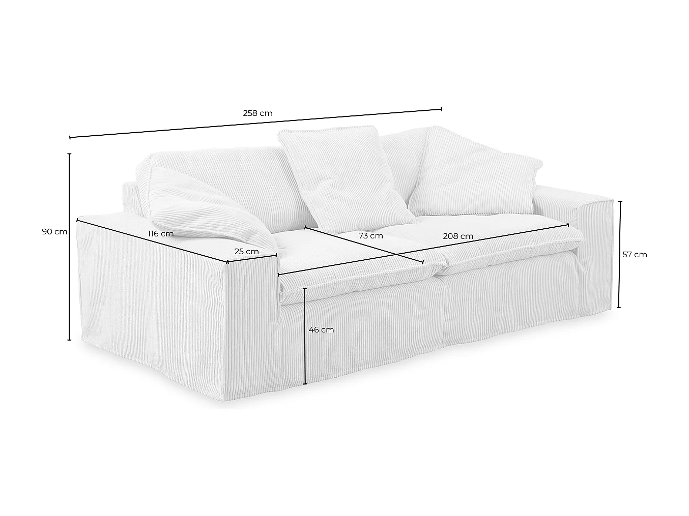 Sofa - Hellgrau Cord - NETTA