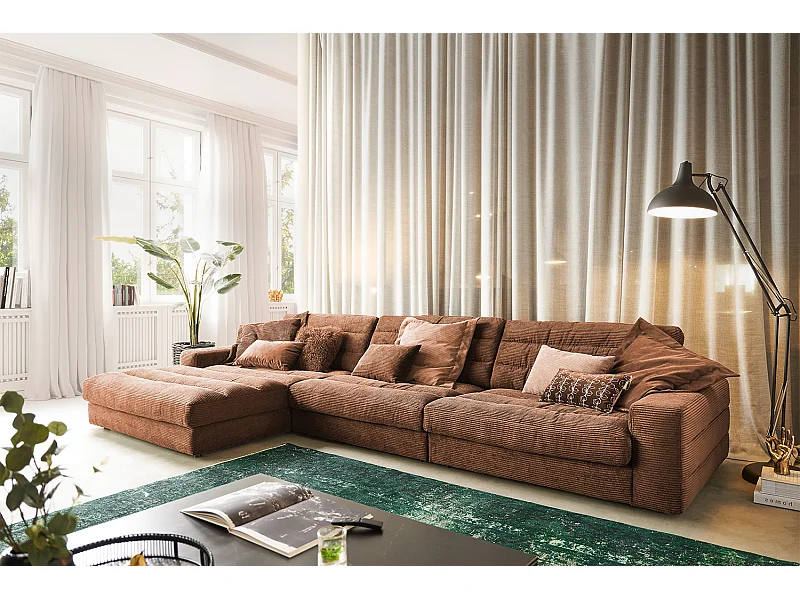Ecksofa - Braun Cord - LANA
