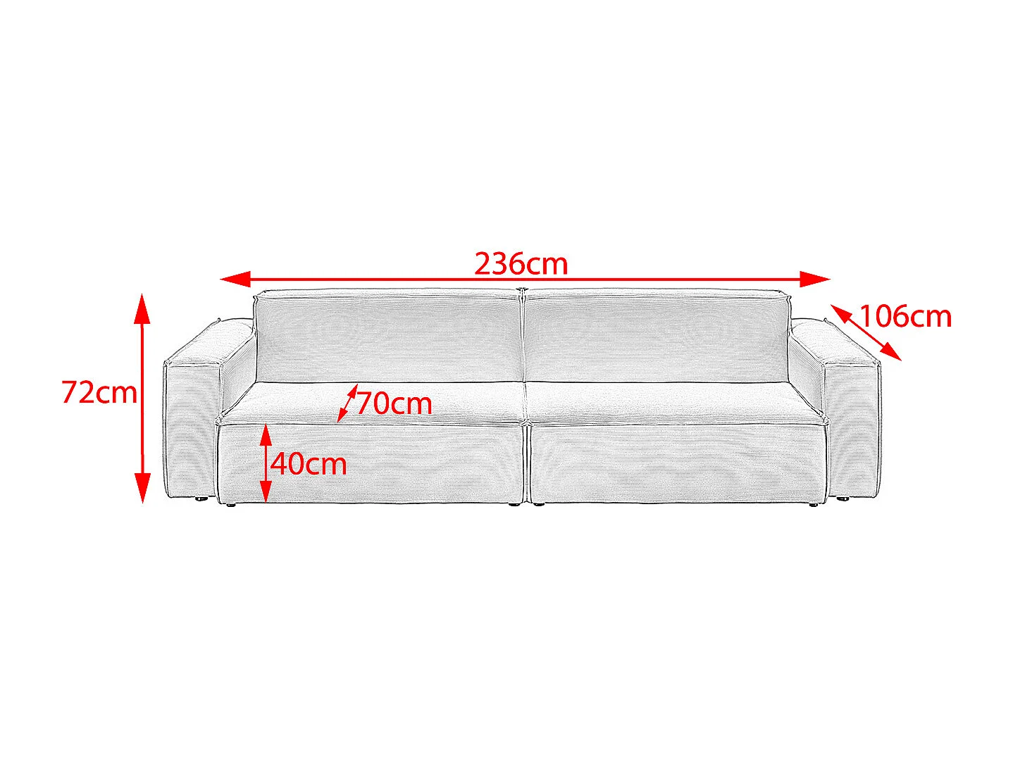 Sofa - Beige Koord - SAMU