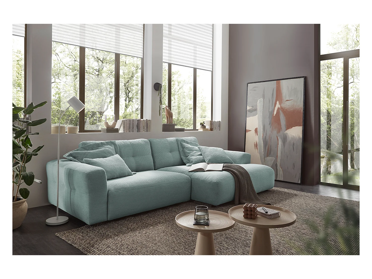 Ecksofa - Hellblau Cord - MIKA